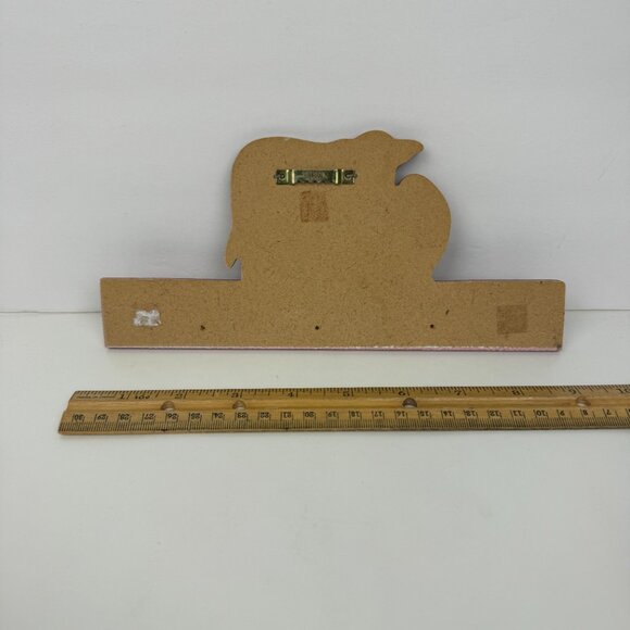 Vtg Thin Wood Cow Sunflower Pink Purple Wall Key Holder Lightweight Hooks READ - Picture 3 of 12